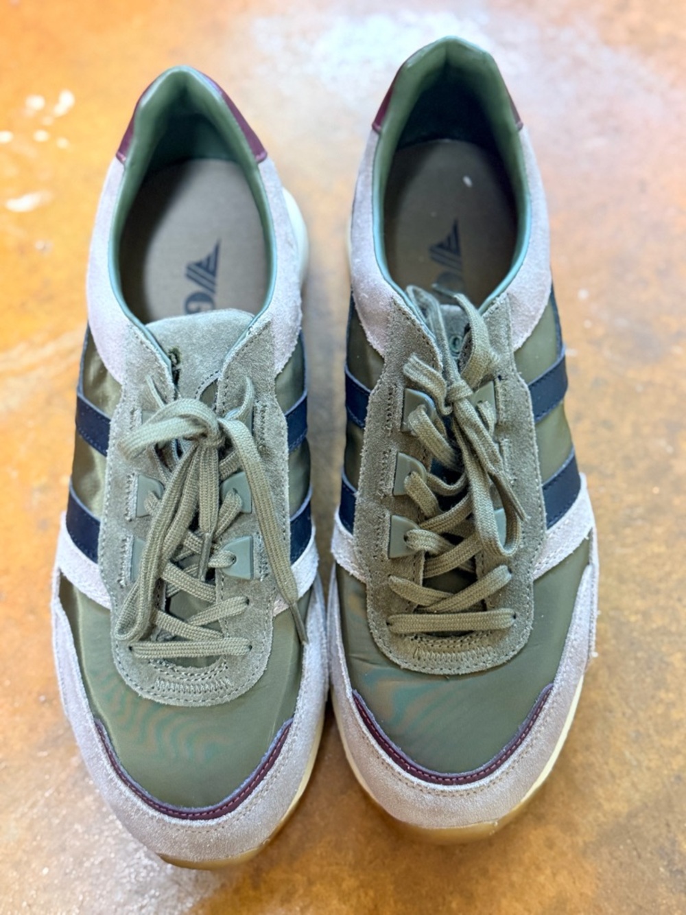Gola Men's Olive Green & Navy Suede Nylon Sneakers